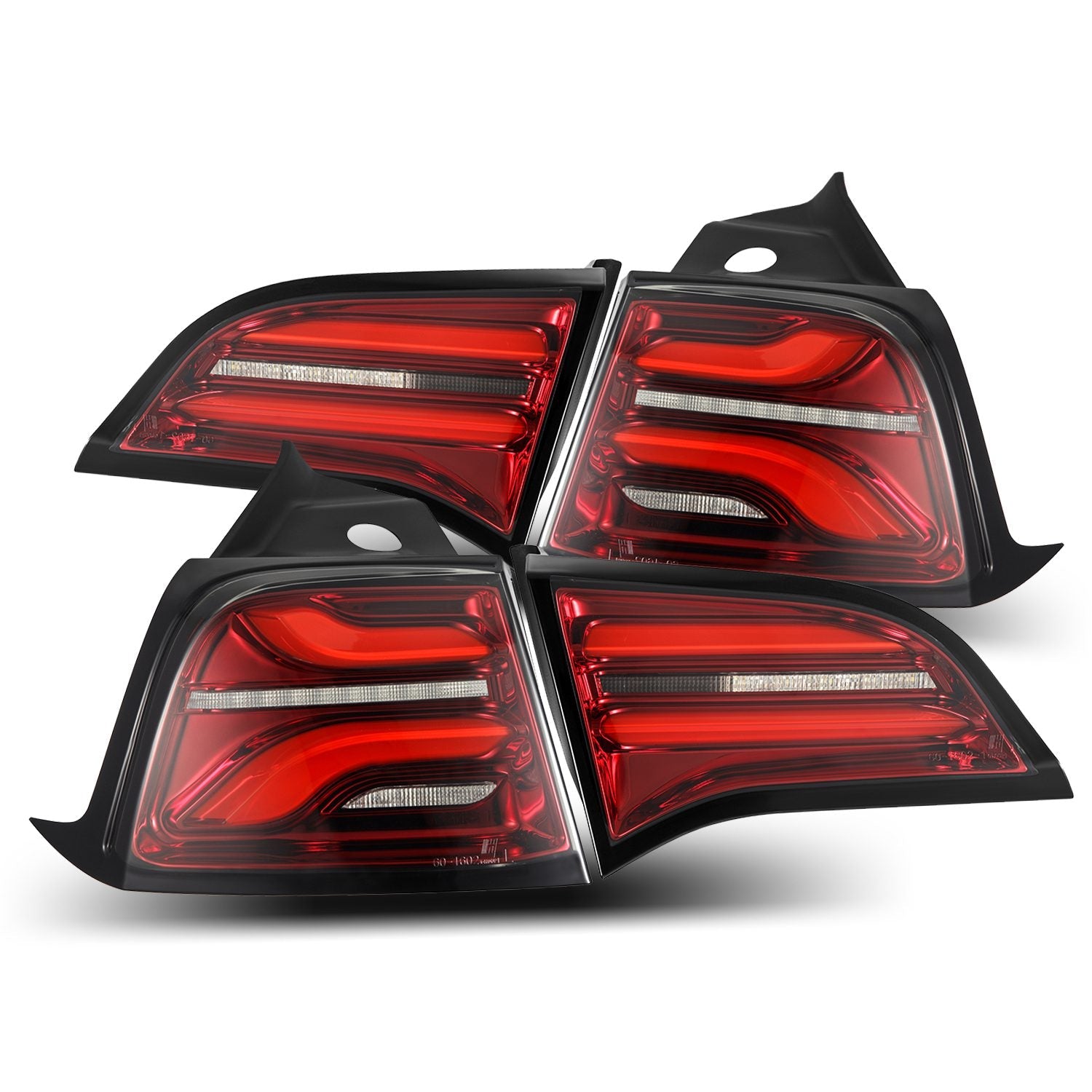 20-22 Tesla Model Y (With Stock Amber Turn Signal) PRO-Series LED Tail Lights Jet Black/ Red Smoke - REWRK Collective