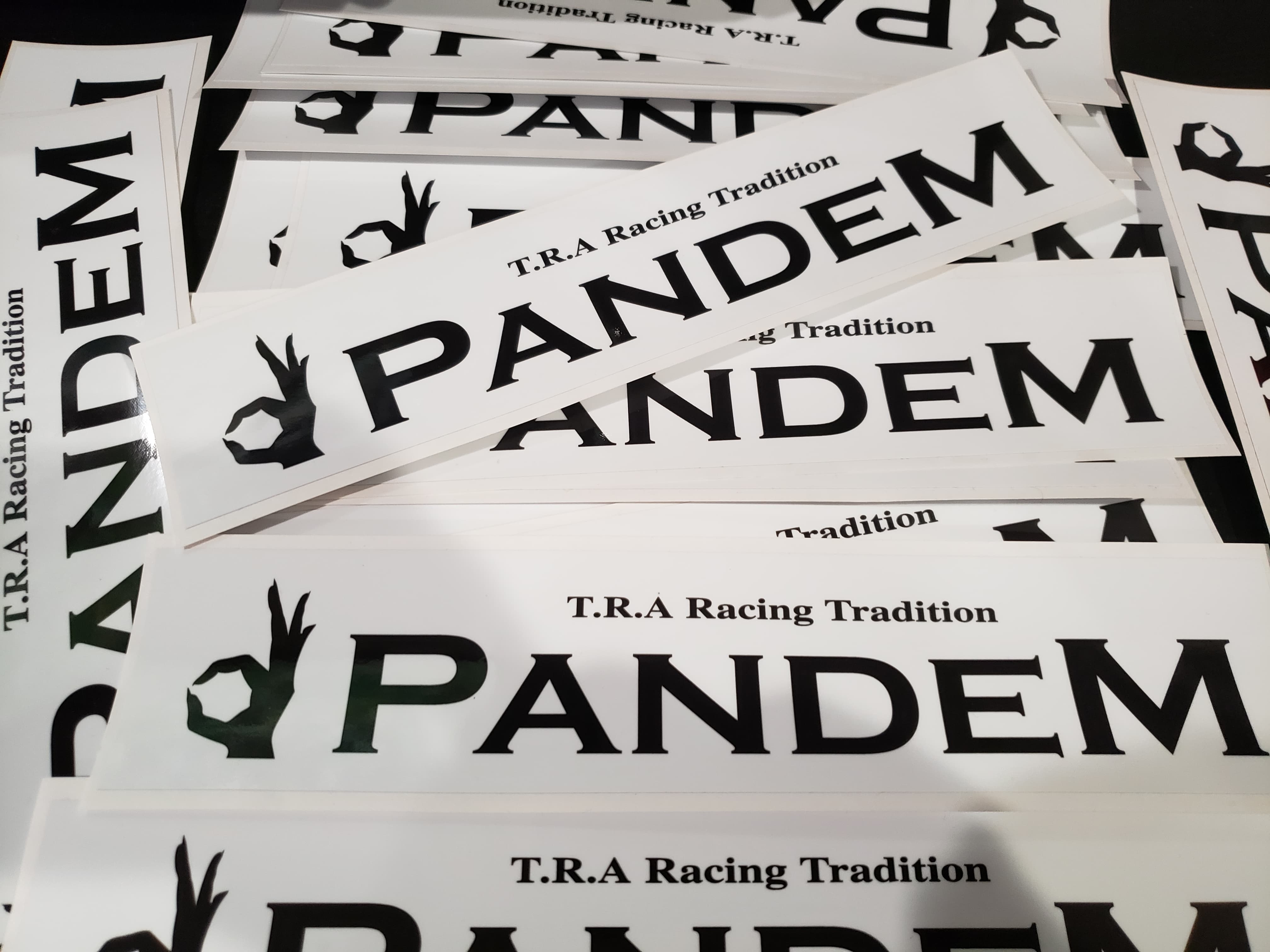 Pandem  Stickers Black and White 2" x 9" - REWRK Collective