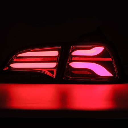 17-23 Tesla Model 3 / 20-23 Model Y (Without Stock Amber Turn Signal) PRO-Series LED Tail Lights Jet Black/ Red Smoke - REWRK Collective