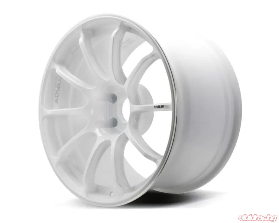 Advan RSIII 18X9.5+45 5-100 Racing White Metallic & Ring Wheel