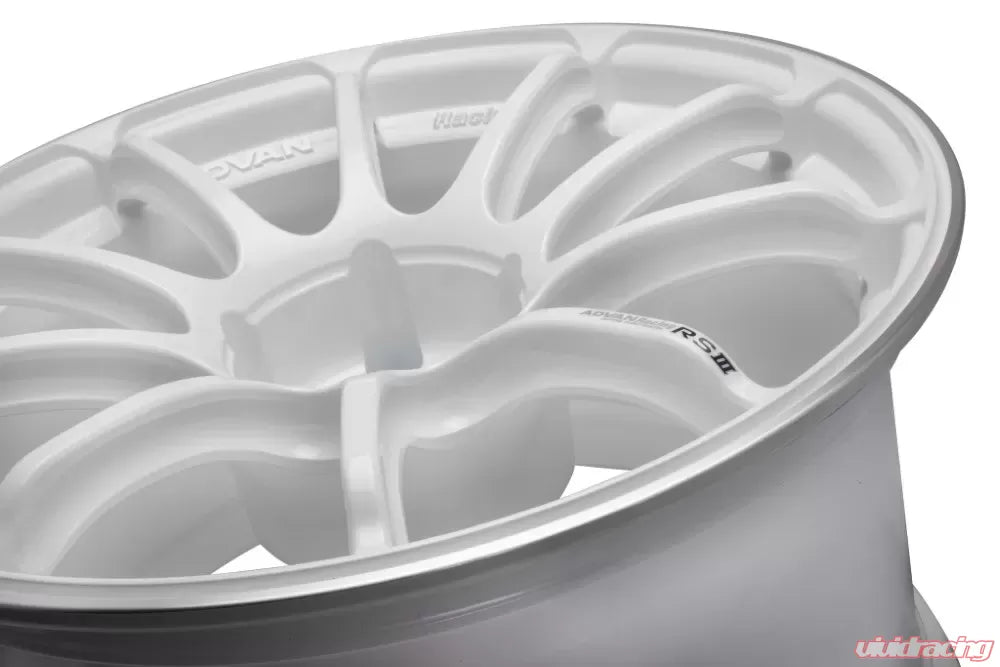 Advan RSIII 18X9.5+45 5-100 Racing White Metallic & Ring Wheel