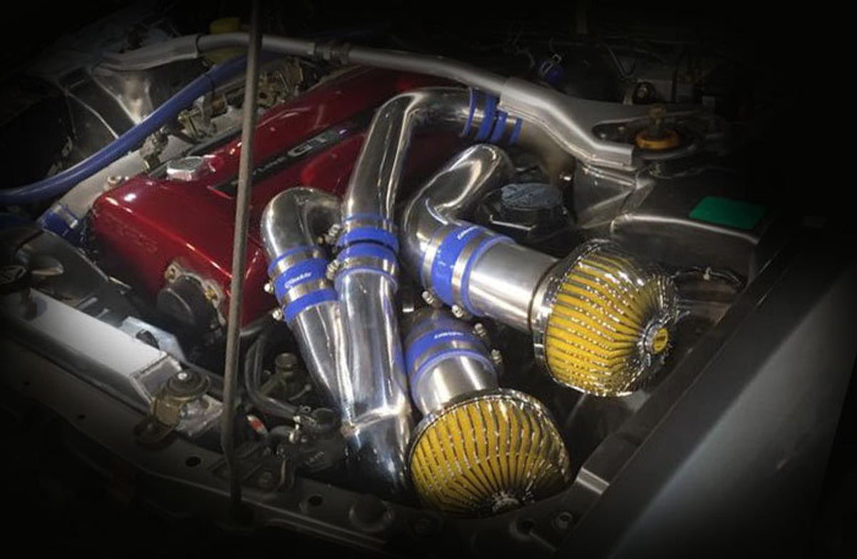 GReddy 95-02 Nissan Skyline GT-R BCNR33/BNR34 Twin Airinx AY-S Intake Kit w/ 80mm Z32 Airflow Meters - REWRK Collective