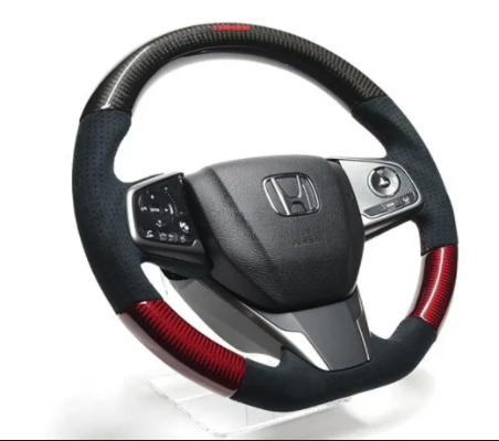 GReddy Honda Civic FK8/FC1/FC3 Steering Wheel - Black & Red Carbon (Red Logo) - REWRK Collective