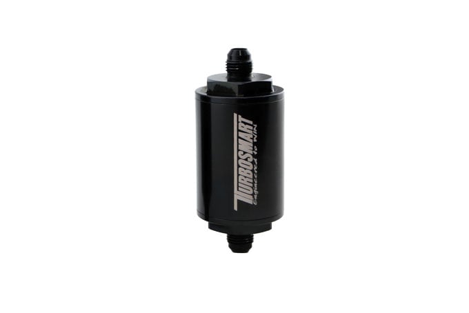 Turbosmart FPR Billet Inline Fuel Filter 1.75in OD 3.825in Length AN-6 Male Inlet - Black - REWRK Collective