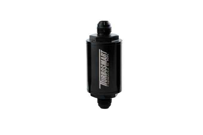 Turbosmart FPR Billet Inline Fuel Filter 1.75in OD 3.825in Length AN-8 Male Inlet - Black - REWRK Collective