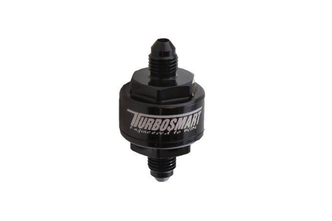 Turbosmart Billet Turbo Oil Feed Filter w/ 44 Micron Pleated Disc AN-3 Male Inlet - Black - REWRK Collective