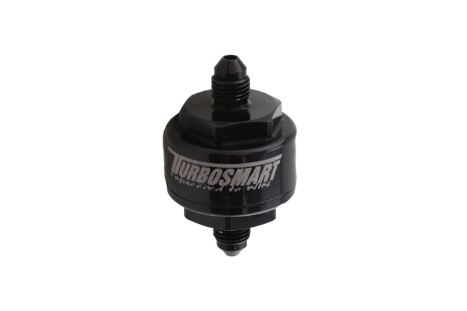 Turbosmart Billet Turbo Oil Feed Filter w/ 44 Micron Pleated Disc AN-4 Male Inlet - Black - REWRK Collective