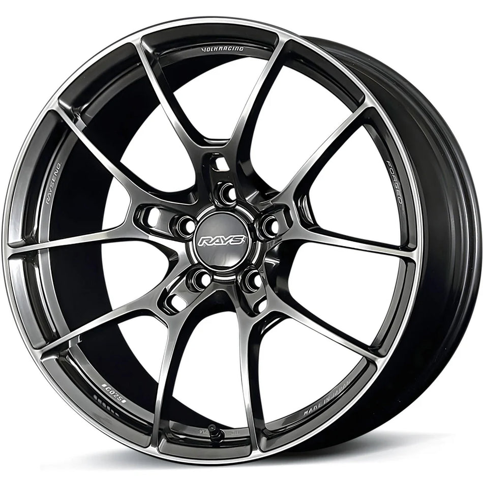 Volk Racing G025 19X9.5+25 5-112 Shining Black Metal / Rim Edge DC Wheel